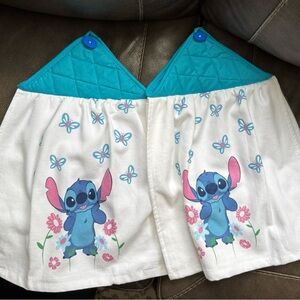 Disney Stitch hand crafted towels as seen set of Blue and White